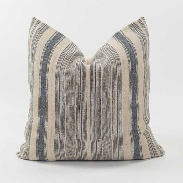 Vintage Woven Hemp Pillow Cover, Striped Hmong Cushion, Rustic Farmhouse Accent - 20x20 - image 1