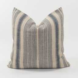 Vintage Woven Hemp Pillow Cover, Striped Hmong Cushion, Rustic Farmhouse Accent - 20x20