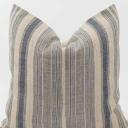 Vintage Woven Hemp Pillow Cover, Striped Hmong Cushion, Rustic Farmhouse Accent - 20x20 - thumbnail 4