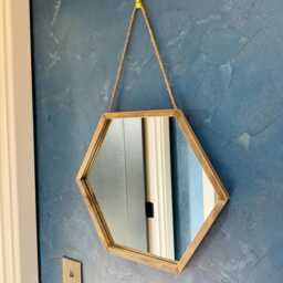 Hexagonal Wood Mirror - Trendy Home Decor Rustic Natural Wall Hanging Mirror Hexagon Large Size Solid Wood - thumbnail 2