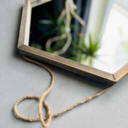 Hexagonal Wood Mirror - Trendy Home Decor Rustic Natural Wall Hanging Mirror Hexagon Large Size Solid Wood - thumbnail 4