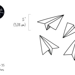 Paper Plane Wall Decor, Planes Pattern Decal, Playroom Sticker, Papercraft Decor Set, Wallpaper Effect Decal #19S - thumbnail 2