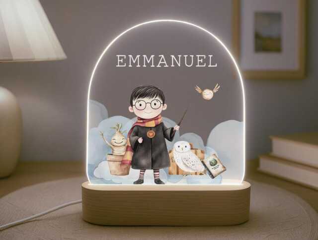 Personalised Children's Wizard Night Light - Led Lamp Kid's Decor Boy Girl Gift For Birthday Name Sign Bedroom - image 1