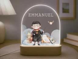 Personalised Children's Wizard Night Light - Led Lamp Kid's Decor Boy Girl Gift For Birthday Name Sign Bedroom - thumbnail 1