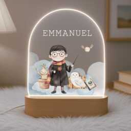 Personalised Children's Wizard Night Light - Led Lamp Kid's Decor Boy Girl Gift For Birthday Name Sign Bedroom - thumbnail 2