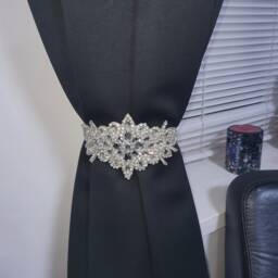 Crystal Rhinestone Curtain Tie Backs Magnetic Holders - Pair - thumbnail 1