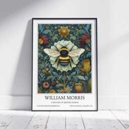 Bumble Bee William Morris Wall Art Vintage Poster, Floral Art Print - thumbnail 1