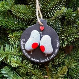 Memorial Keepsake, Family Loss, Lost Friend Grief, Robin Baubles, Christmas Gift, Robins, Decor - thumbnail 2