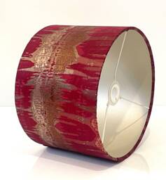 New Luxury Premium Quality Drum Abstract Design Inca Fabric Lamp Shade Pendant Light Red With Metallic Linings - thumbnail 1