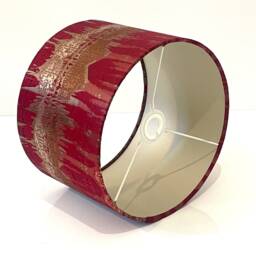 New Luxury Premium Quality Drum Abstract Design Inca Fabric Lamp Shade Pendant Light Red With Metallic Linings - thumbnail 2