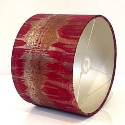 New Luxury Premium Quality Drum Abstract Design Inca Fabric Lamp Shade Pendant Light Red With Metallic Linings - thumbnail 2
