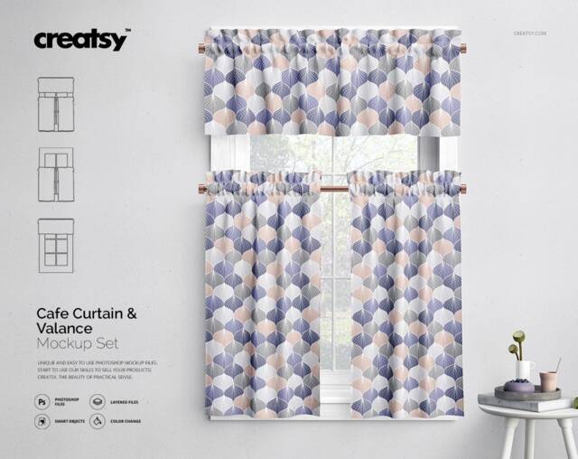 Valance & Cafe Curtains Mockup Set, Curtain - image 1