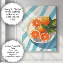 Modern Citrus Orange Still Life Illustration Canvas Wall Art Print Decor Picture Ready To Hang - thumbnail 3