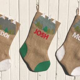 Mountain Themed Natural Burlap Christmas Stocking-Personalize/Custom-Woodland Christmas-Cabin/Lodge Decor-Rustic-Mountain Lovers - thumbnail 3