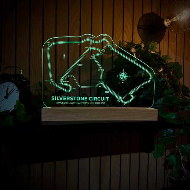 Silverstone Circuit Led Night Light, British F1, F1 Gifts, Gifts For Him, Her, Lights, Bedroom Light - image 1