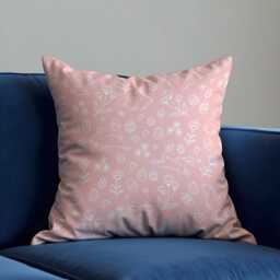 Easter Cushion Cover, Blush Pink Bunny Line Art Pillow Case, Minimal Spring Rabbit Pattern, Nursery Sofa Decor - thumbnail 3