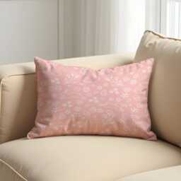 Easter Cushion Cover, Blush Pink Bunny Line Art Pillow Case, Minimal Spring Rabbit Pattern, Nursery Sofa Decor - thumbnail 2