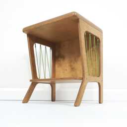 Mid-Century Modern Record Player Stand, Vinyl Storage Cabinet, Turntable , Plywood End Table - thumbnail 3
