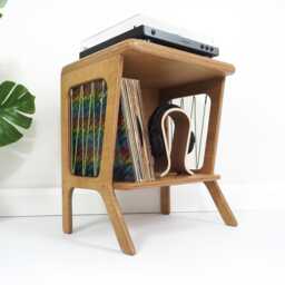 Mid-Century Modern Record Player Stand, Vinyl Storage Cabinet, Turntable , Plywood End Table - thumbnail 4