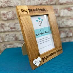"Best Friend To Auntie Photo Frame - Solid Oak Personalised Picture New Baby Hand Engraved 6x4"" Or 7x5" - thumbnail 2