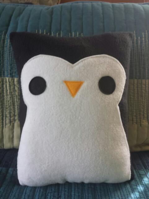 Fleece Penguin Pillow Decorative Plush Cushion - 12x14.5 Inches