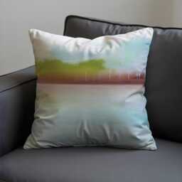 Watercolor Landscape Cushion Cover, Serene Nature Pillowcase, Abstract Horizon Throw Pillow Case - thumbnail 3