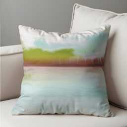 Watercolor Landscape Cushion Cover, Serene Nature Pillowcase, Abstract Horizon Throw Pillow Case - thumbnail 4