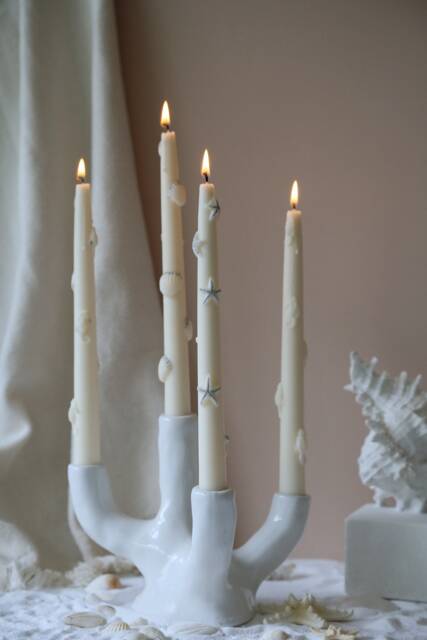 Sea Inspired Taper Candles Scallop & Starfish, Set Of 2 - image 1