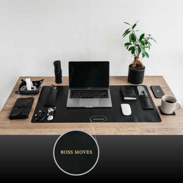 Custom Leather Desk Mat, Home Organization, Macbook Mouse Pad, Computer Table Men's Blotter, Protector - image 1