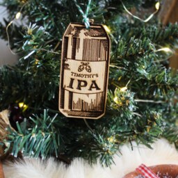 Personalised Beer Christmas Ornament Brewing Ipa Can Brewer Hops Own Custom Bauble Engraved Rustic Wooden Tree Decoration - thumbnail 3