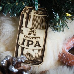 Personalised Beer Christmas Ornament Brewing Ipa Can Brewer Hops Own Custom Bauble Engraved Rustic Wooden Tree Decoration - thumbnail 2