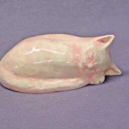 Handmade Ceramic Sleeping Cat, Cat Figurine, Sculpture, Art - thumbnail 2