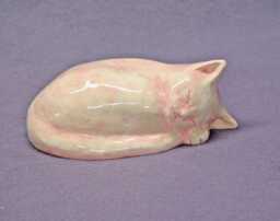 Handmade Ceramic Sleeping Cat, Cat Figurine, Sculpture, Art