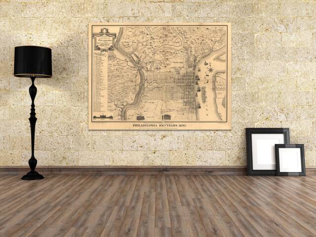 Antique Philadelphia Map Print Vintage City Art, Canvas Or Paper - image 1