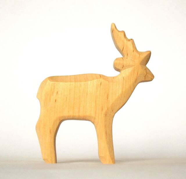 Hand Carved Wooden Deer Waldorf Toddler Toy - image 1