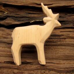 Hand Carved Wooden Deer Waldorf Toddler Toy - thumbnail 4