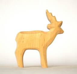 Hand Carved Wooden Deer Waldorf Toddler Toy - thumbnail 1
