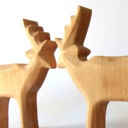 Hand Carved Wooden Deer Waldorf Toddler Toy - thumbnail 2