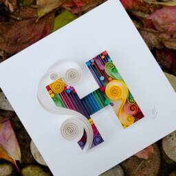 Letter H, Quilling Wall Paper Art, Monogram, Framed, Personalized, Design, Decor, Gift Birthday - thumbnail 3