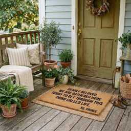 "Natural Coir Doormat, ""Dearly Beloved" - thumbnail 3