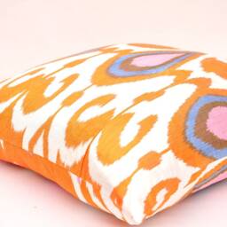 Handmade Ikat Pillow Cover, Silk Cotton Cushion, 20x20 - thumbnail 2