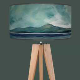 Handmade Seascape Lampshade Coastal Blue Drum Pendant Light - thumbnail 2