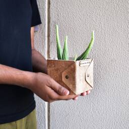 Set Of 2 Handmade Leather Plant Pot Home & Office Decor