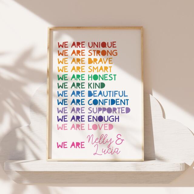 Brother Sister Prints, Rainbow Wall Art, Playroom Girls Bedroom Decor, Boys Siblings Prints, Playroom, Motivational Prints - image 1