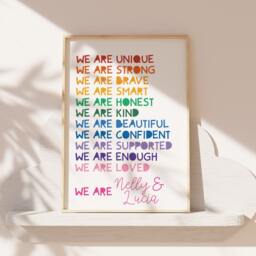 Brother Sister Prints, Rainbow Wall Art, Playroom Girls Bedroom Decor, Boys Siblings Prints, Playroom, Motivational Prints - thumbnail 1