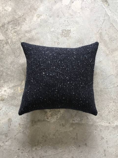 Chunky Knit Cushion Cover 100% Irish Donegal Wool Pillow, Black Tweed Flecked Design - image 1
