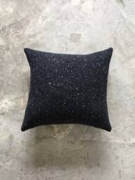 Chunky Knit Cushion Cover 100% Irish Donegal Wool Pillow, Black Tweed Flecked Design