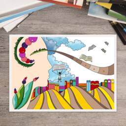 Wall Painting Landscape Book Dream Wall Decoration Trendy Interior A4 A3 - thumbnail 3
