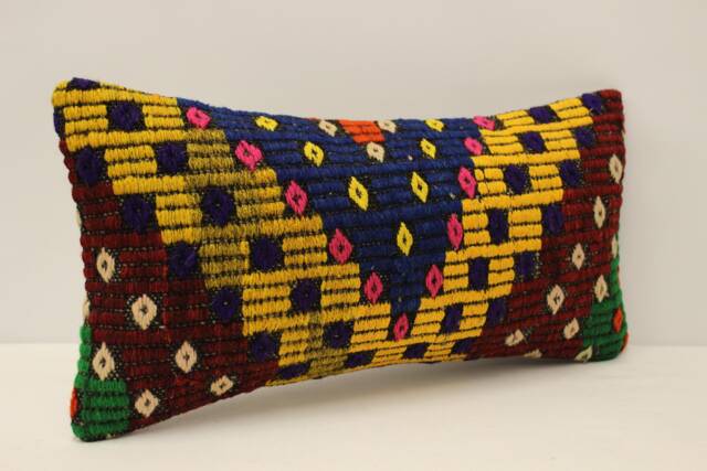 Kilim Pillow Cover 10x20 Inches 25x50 cm Lumbar Throw Sofa 4Yef-547 - image 1