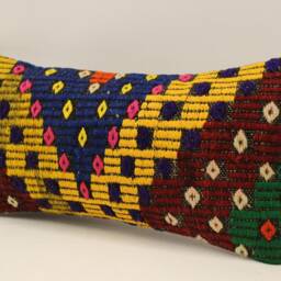 Kilim Pillow Cover 10x20 Inches 25x50 cm Lumbar Throw Sofa 4Yef-547 - thumbnail 3